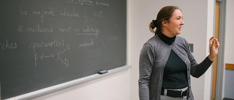 Professor Alissa Webel incorporates teletandem teaching into her courses at Georgetown, connecting her students with peers at French universities. Photo by Kuna Malik Hamad. 