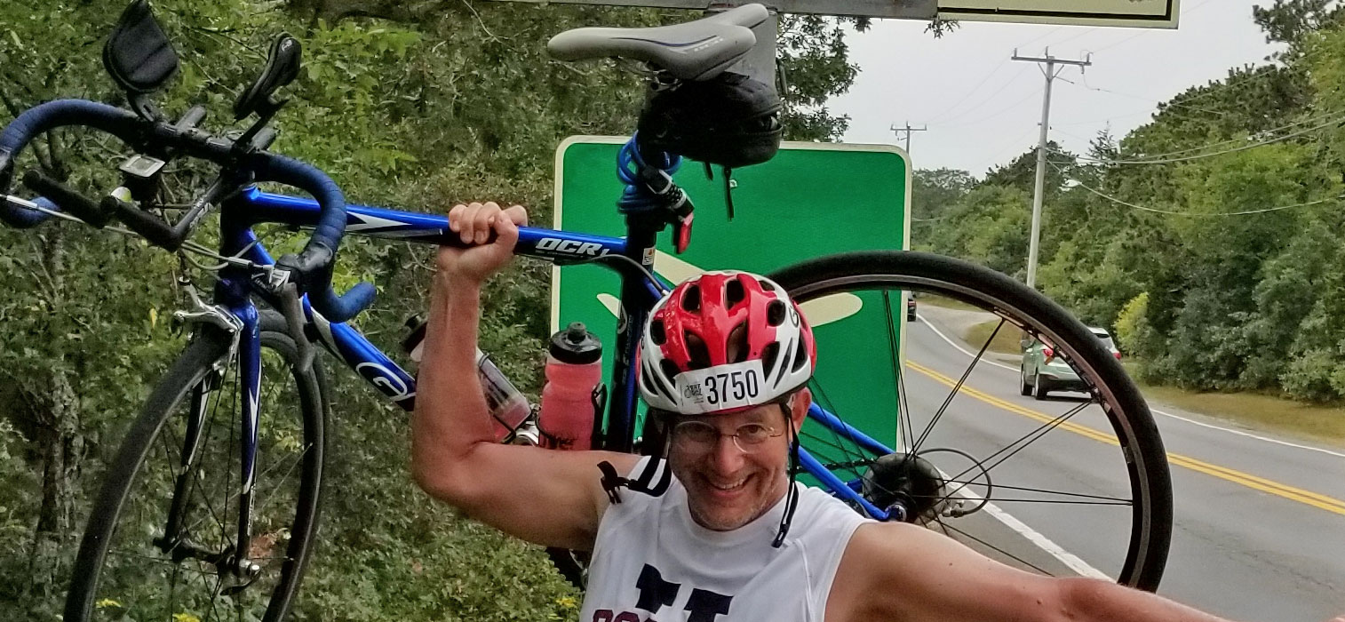 Paul Roepe, professor of chemistry and Team Georgetown teammate, prepares to pedal hard for Bike MS.