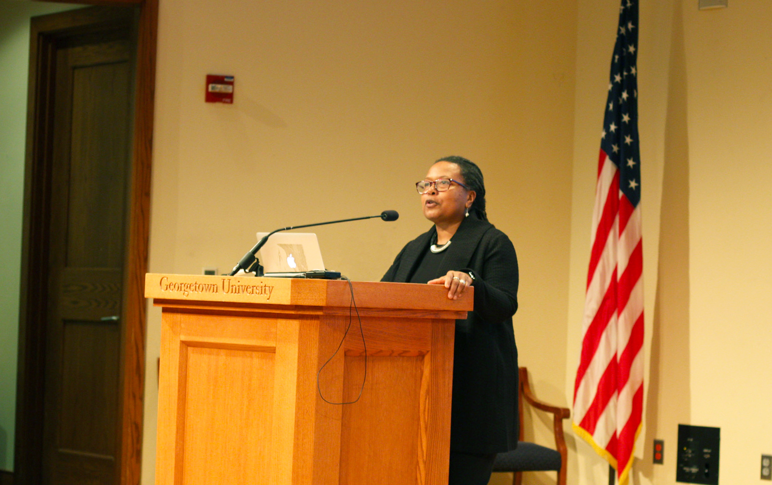Professor Cathy J. Cohen speaks at Georgetown on February 20, 2020.
