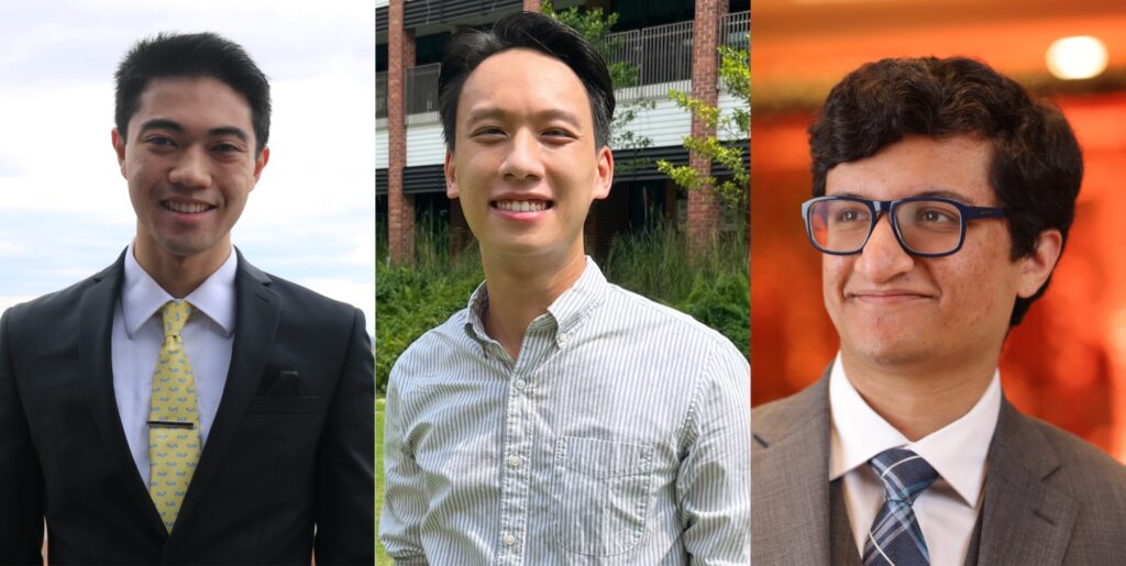 Three students in the College of Arts & Sciences were named 2022 Goldwater Scholars: Adrian Kalaw (C’23), Dominic Pham (C’23) and Aryaman Arora (C’24)