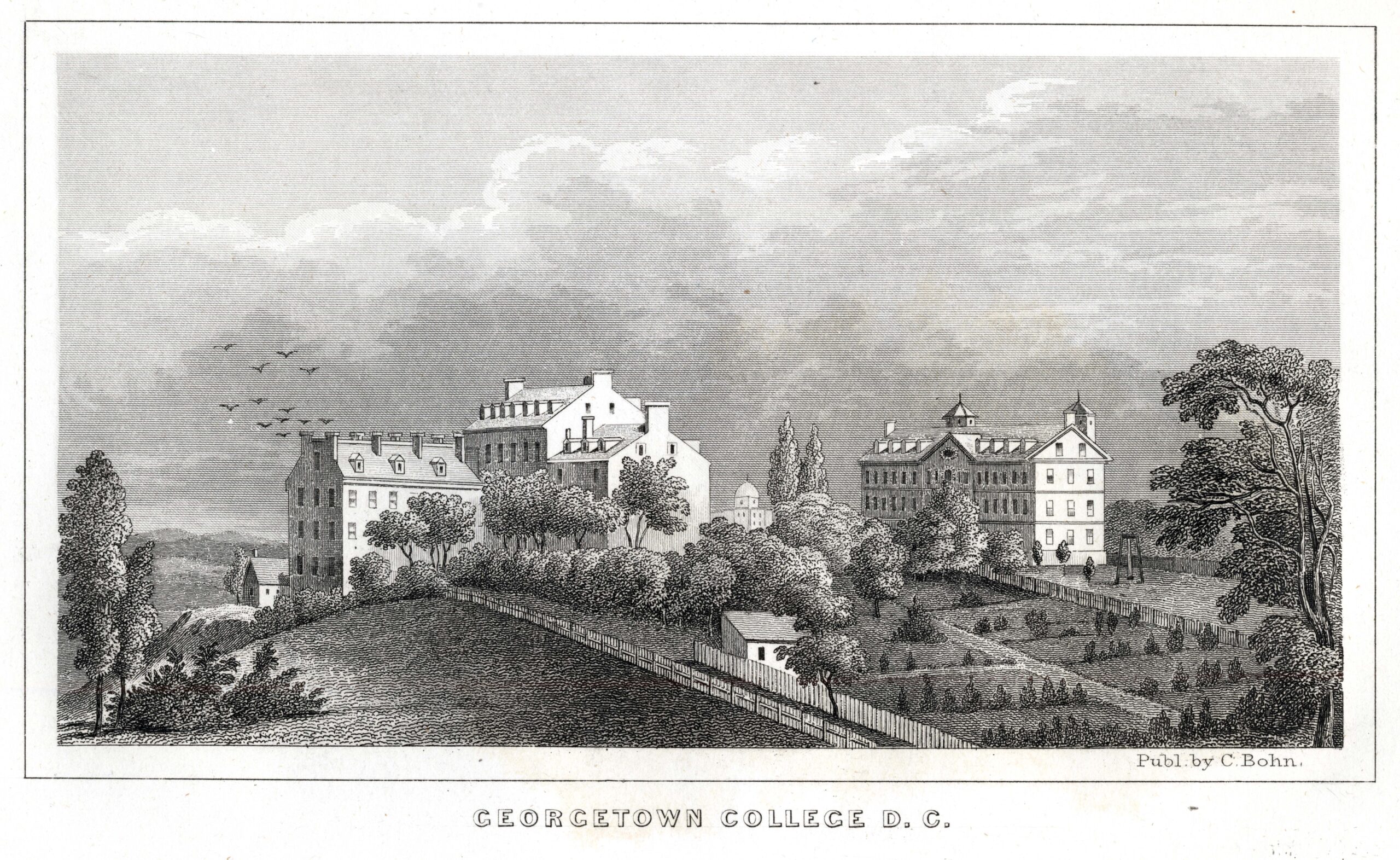 An early etching of Georgetown College.