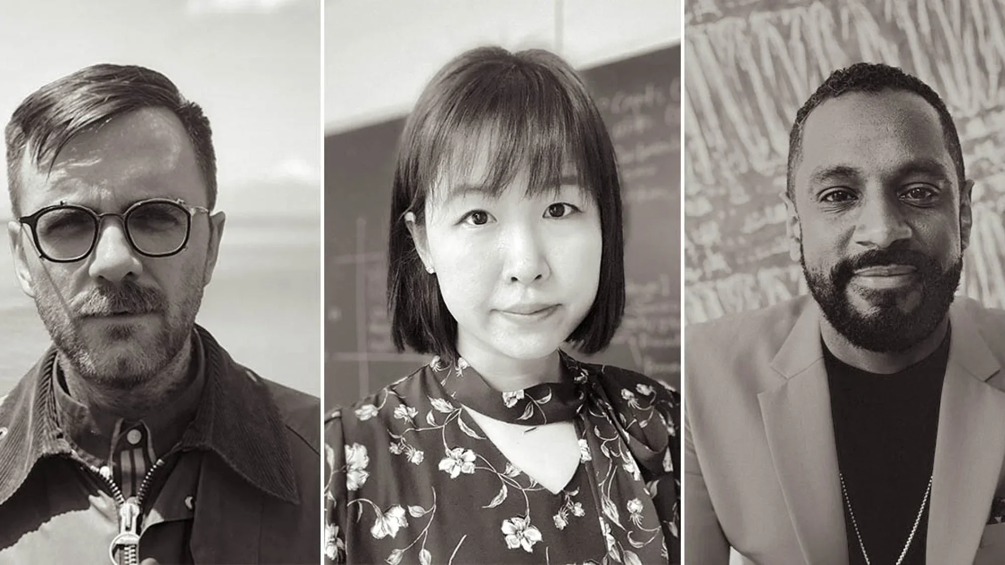 Three black-and-white headshots of Georgetown faculty members.