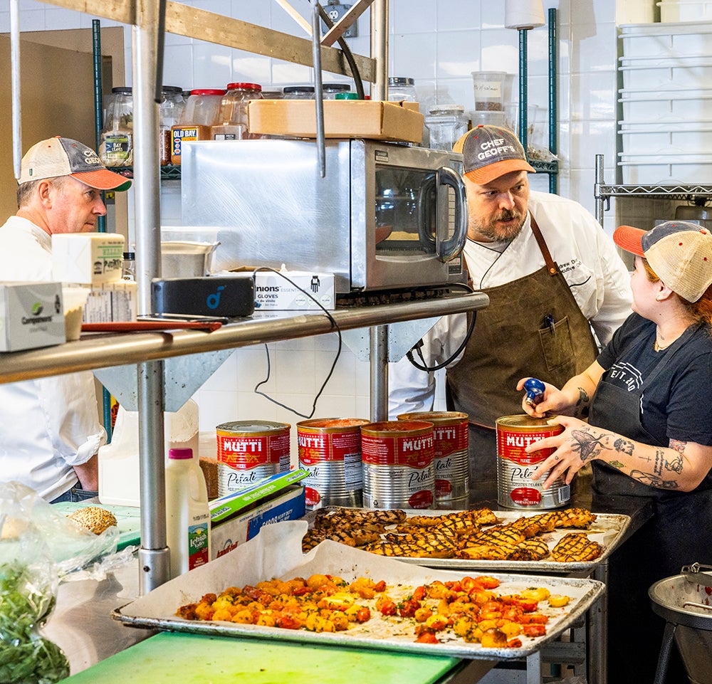 Chef Geoff and others in the kitchen