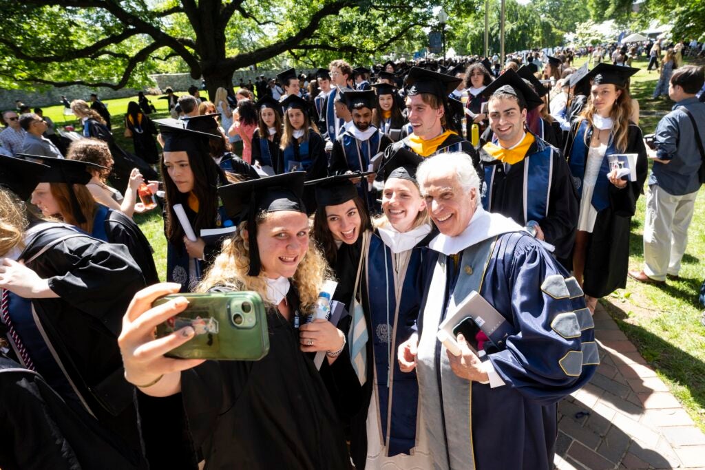 Georgetown students take a selfie with Henry Winkler
