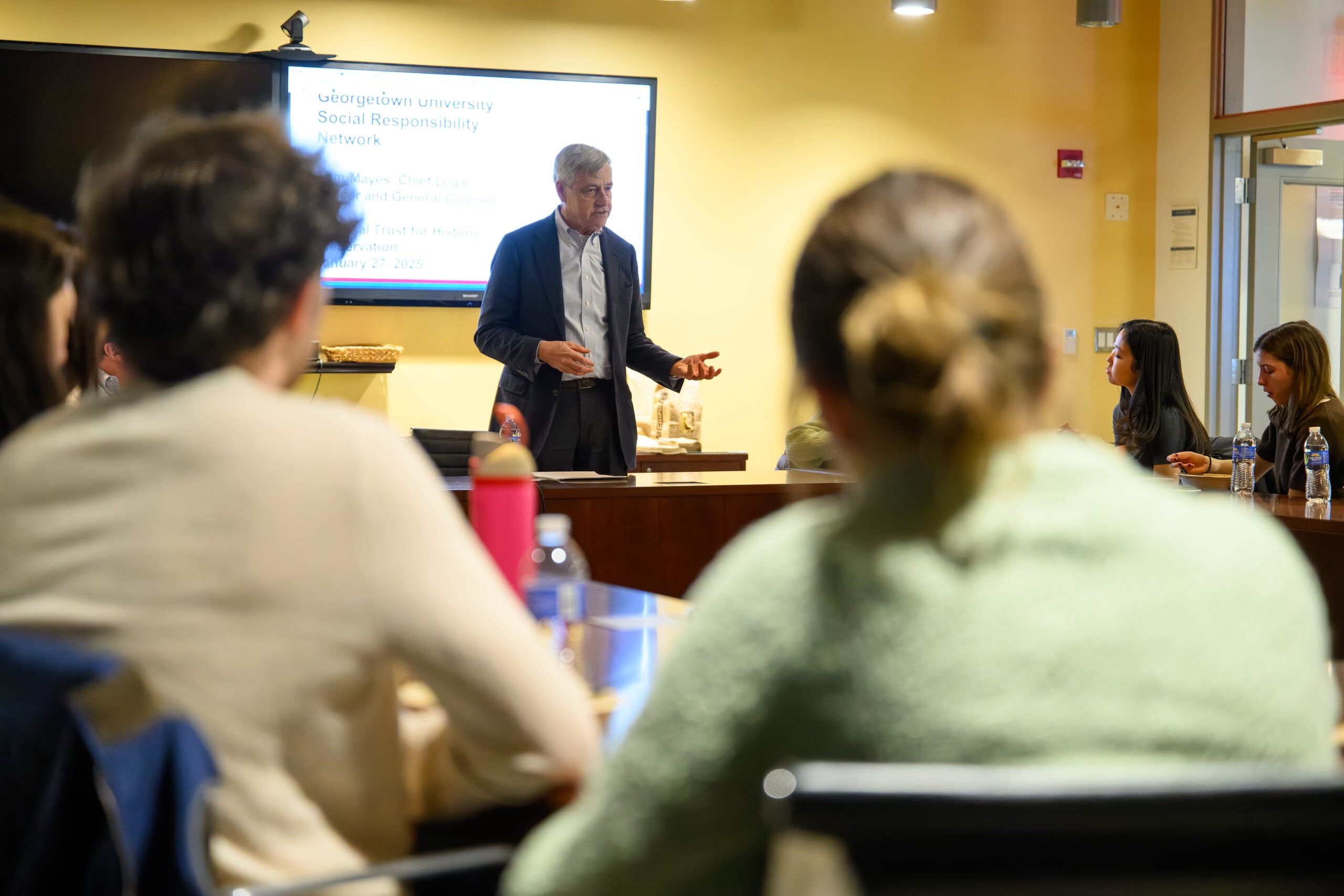 speaker with students