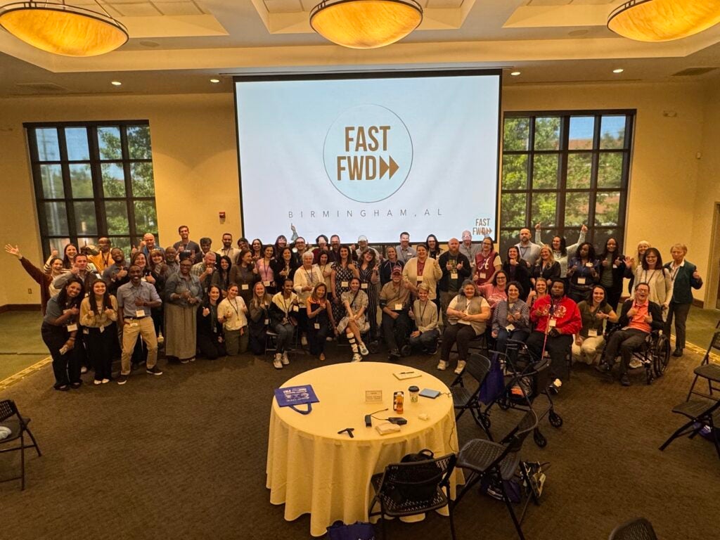 A group of stroke survivors and caregivers at a summit in Birmingham, Alabama